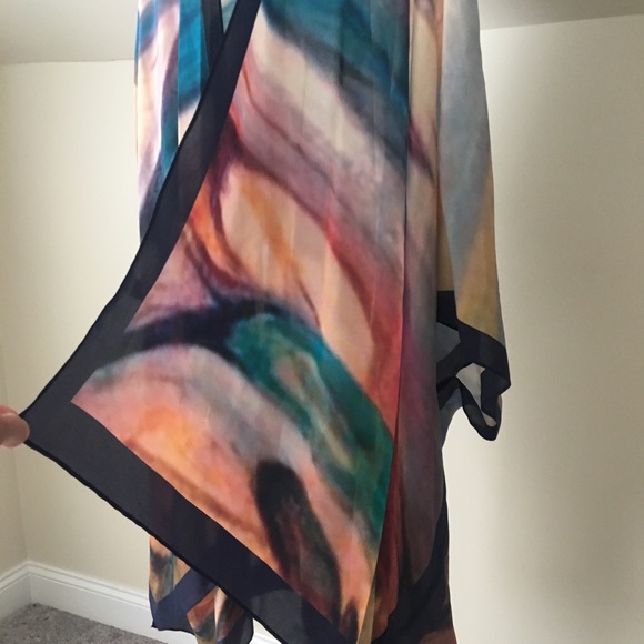 SOFT SURROUNDINGS Pisa 100% Silk Multicolor Kimono - Picture 5 of 8
